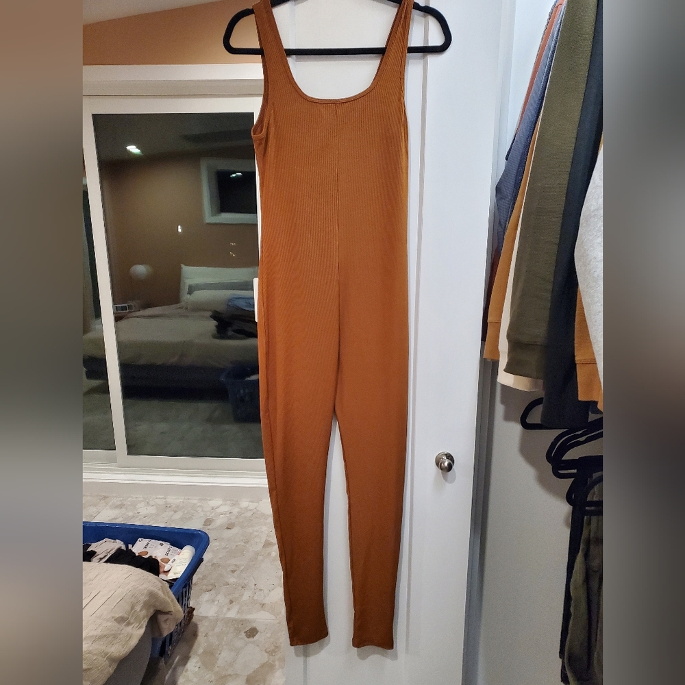 Source Unknown Copper Ribbed Jumpsuit